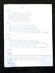 "Time" Handwritten Lyric Sheet